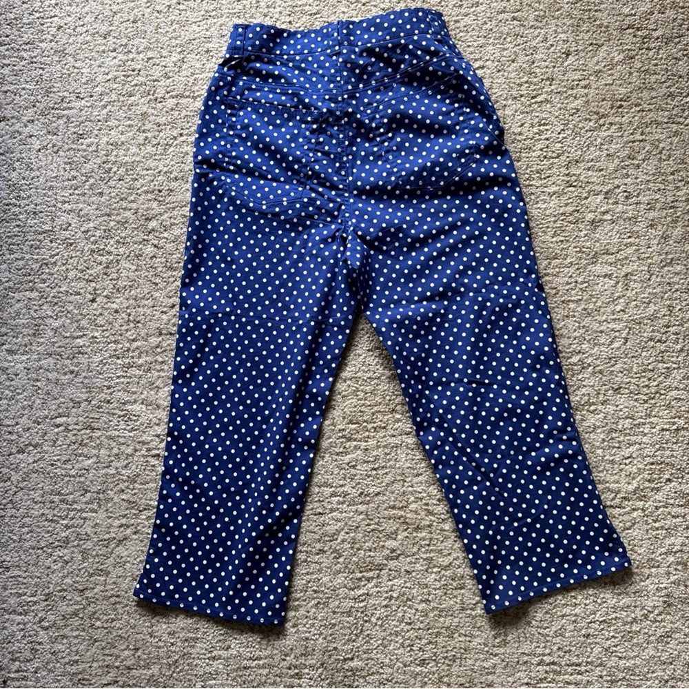 Lauren Jeans Co. Ralph Lauren Size 4 Royal Blue White Polka Dot Capri Pants - Picture 7 of 8